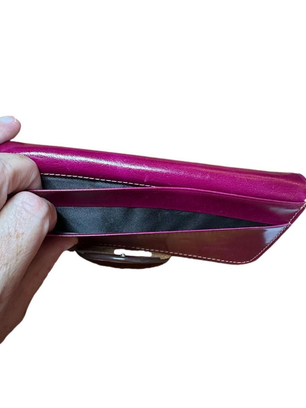 Yafeige Raspberry Leather Zip Around Wallet - Picture 5 of 7